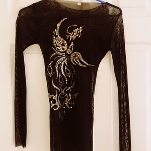 SEQUINED VINTAGE MESH DETAILED TOP VINTAGE